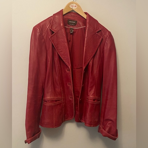 Danier Jackets & Blazers - Danier Soft Genuine Red Leather Blazer Style Jacket Sz L